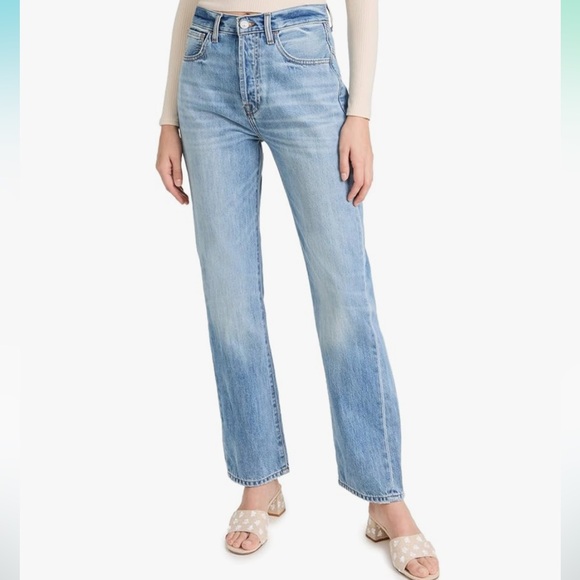 7 For All Mankind Star Panel Easy Straight Jeans Women’s Size 27 Button Fly - Picture 1 of 16